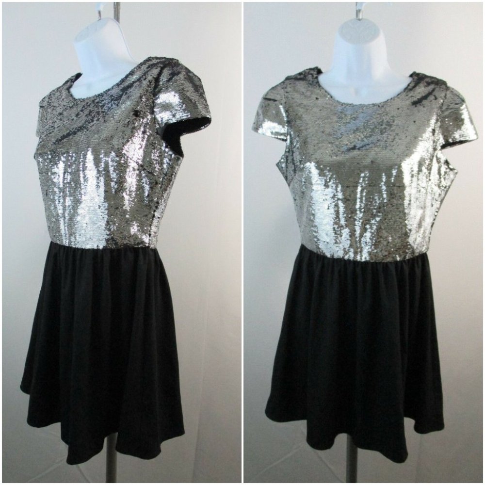 New Lovers+Friends Sequin & Solid Cap Sleeve Dress - image 1